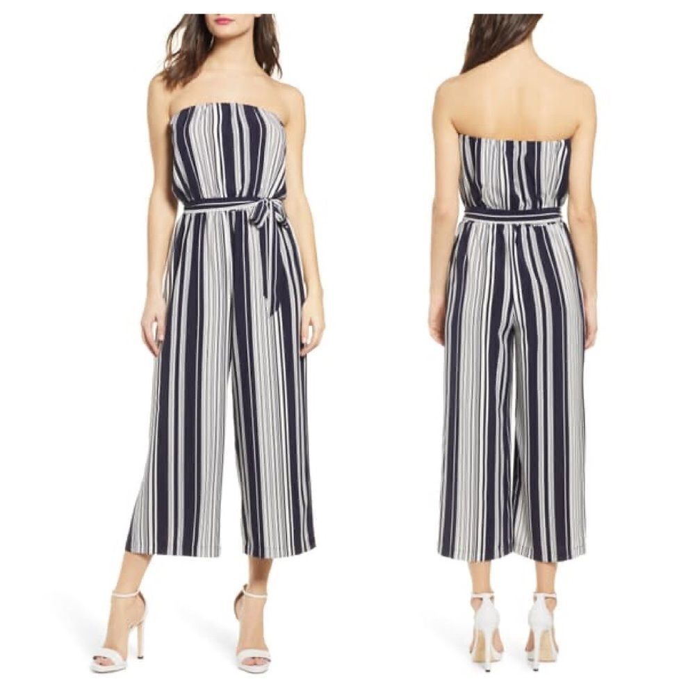 Socialite Stripe Strapless Jumpsuit Size Large